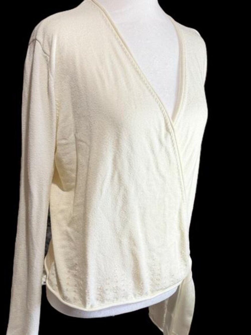Tommy Hilfiger Cream Wrap-Style Long Sleeve Top/Sweater Vintage Boho